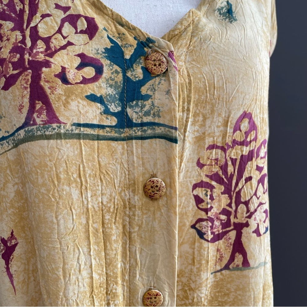 VTG Jams World Button Down Dress M Tank Style w Pockets Beautiful Foliage Print - Picture 5 of 14